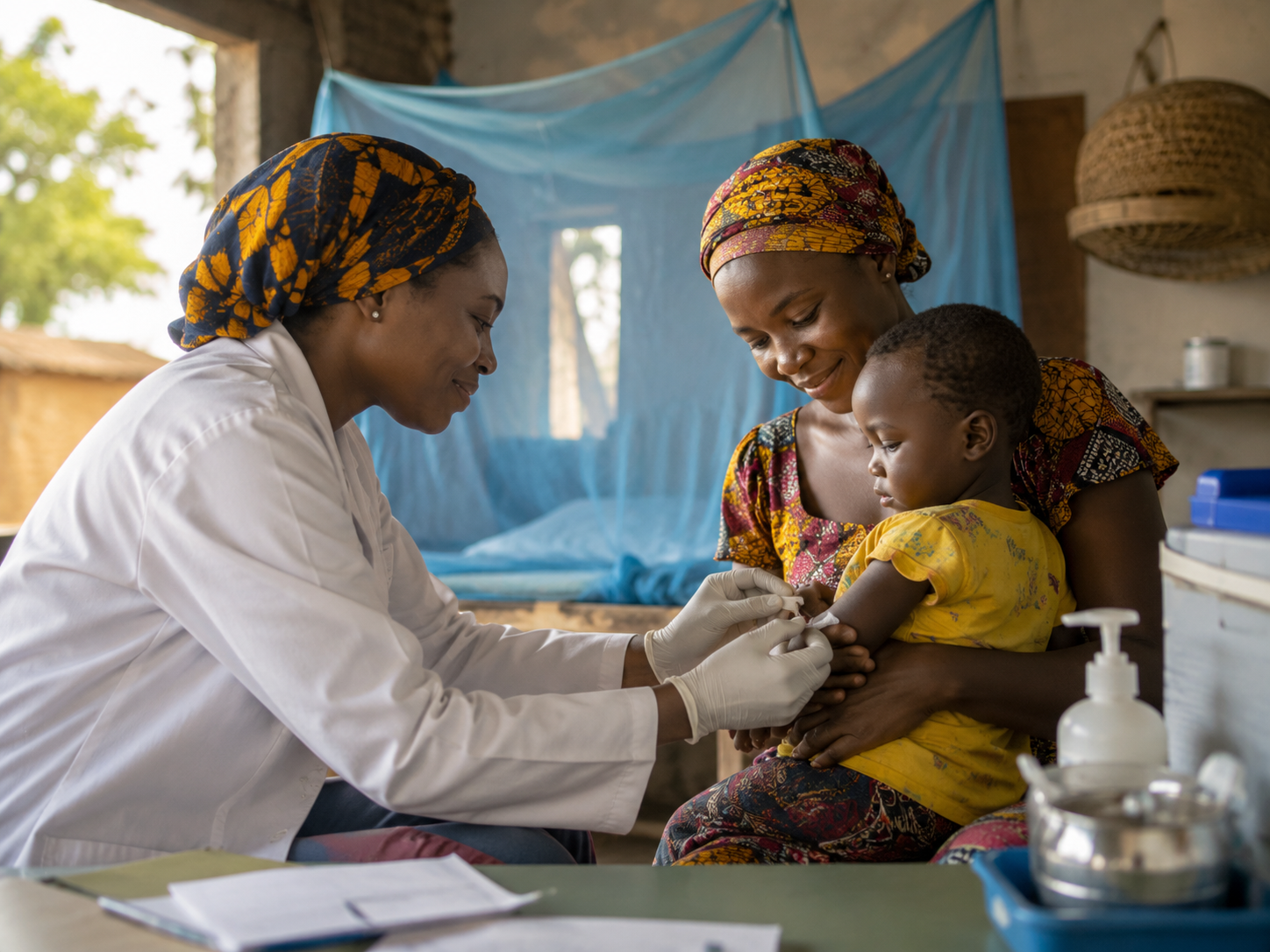 Vaccination d’un enfant contre le paludisme en Afrique